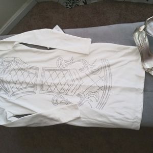 NWOT White w/Silver Metallic Studs Body Con Dress